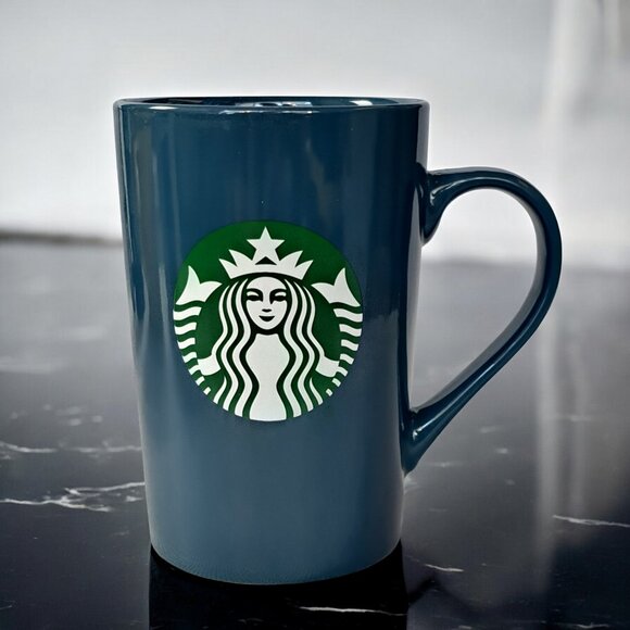 Starbucks 2020 Blue Coffee Mug Green Mermaid Logo Tall Ceramic Cup 11 oz - Picture 1 of 12